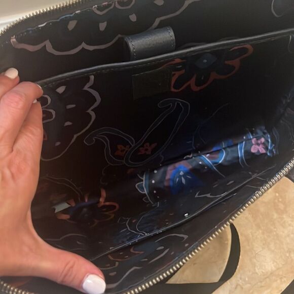 Ted Baker laptop bag with shoulder strap in navy blue leather - Picture 4 of 5